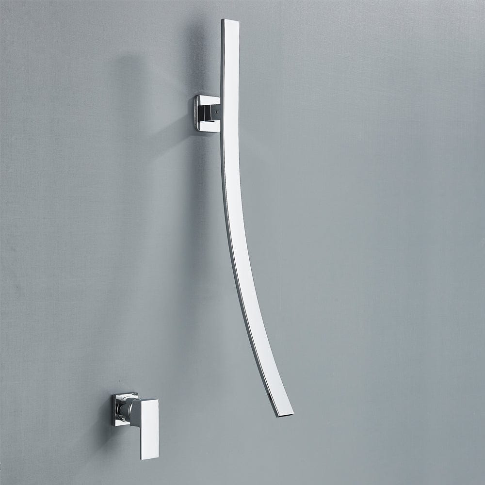 Baterie lavoar, argintie cu montare pe perete