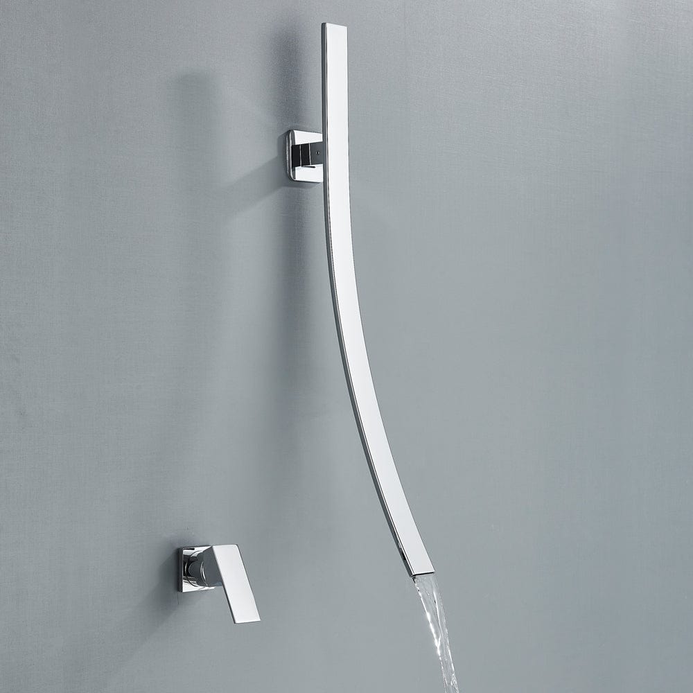 Baterie lavoar, argintie cu montare pe perete