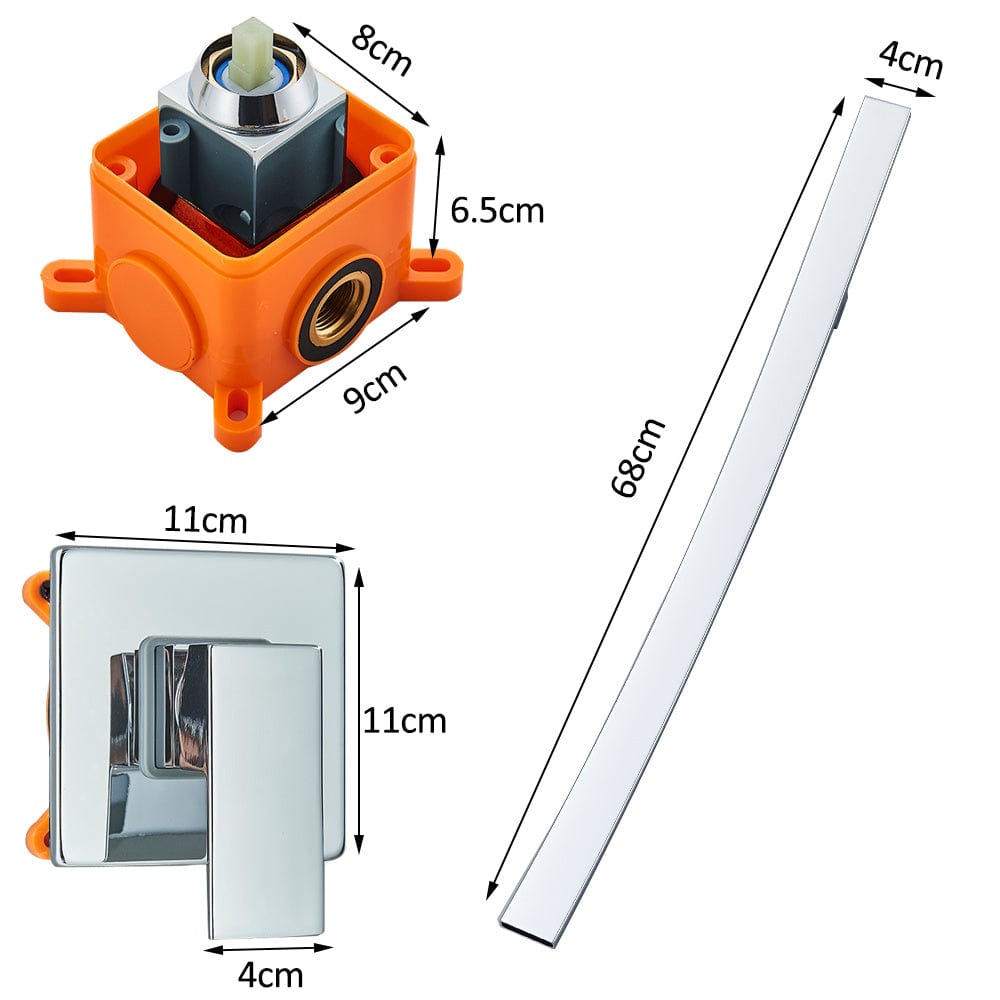 Baterie lavoar, argintie cu montare pe perete