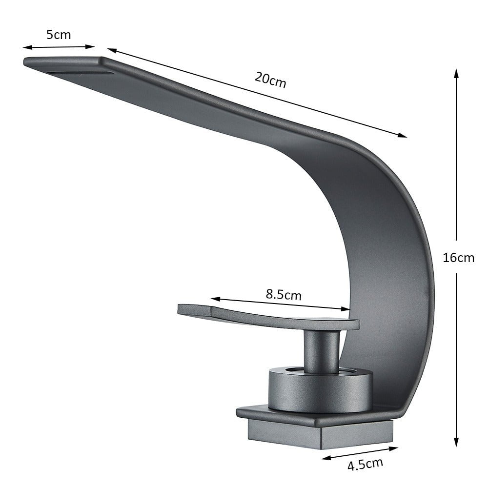 Baterie lavoar baie, argintiu lucios, curbata in forma de C