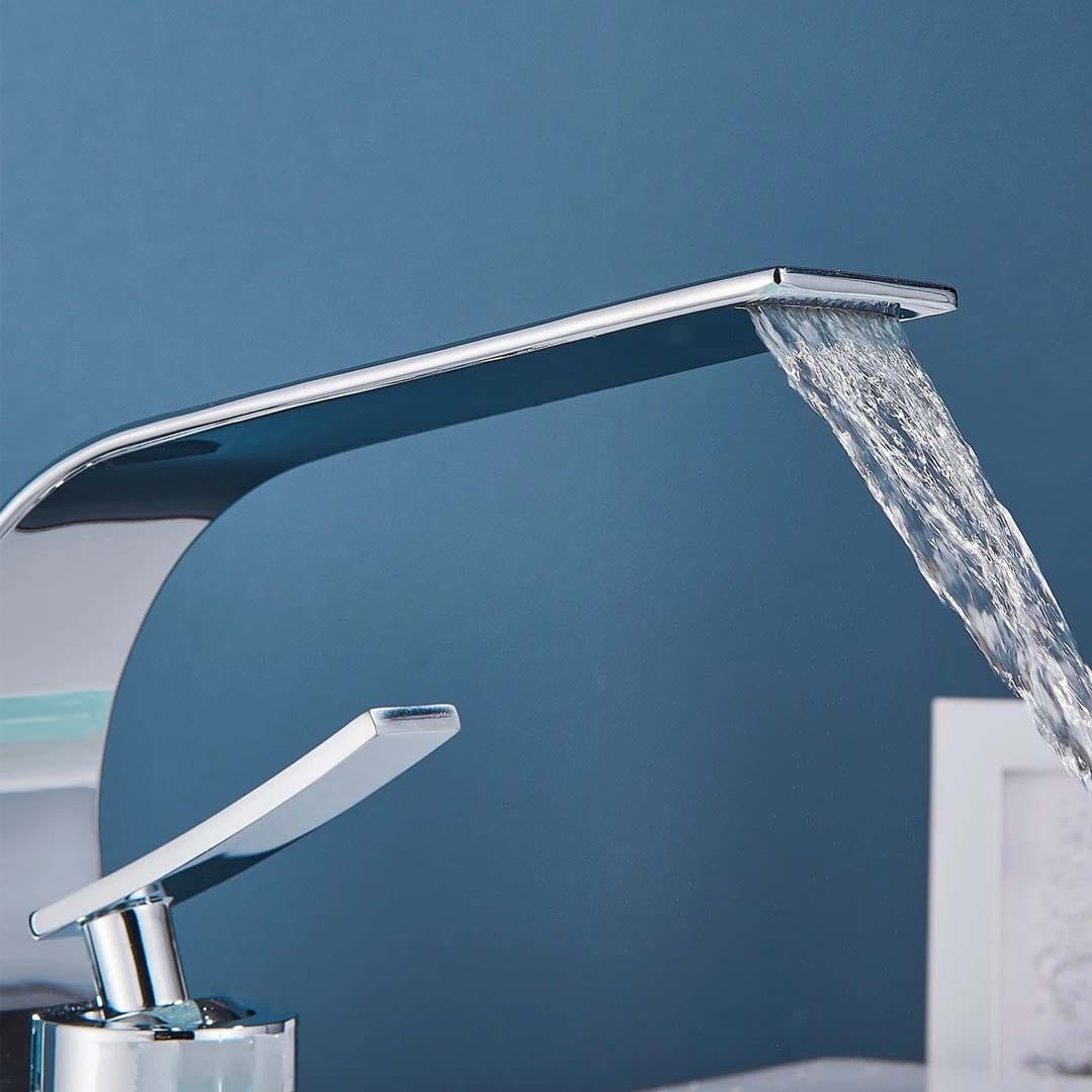 Baterie lavoar baie, argintiu lucios, curbata in forma de C