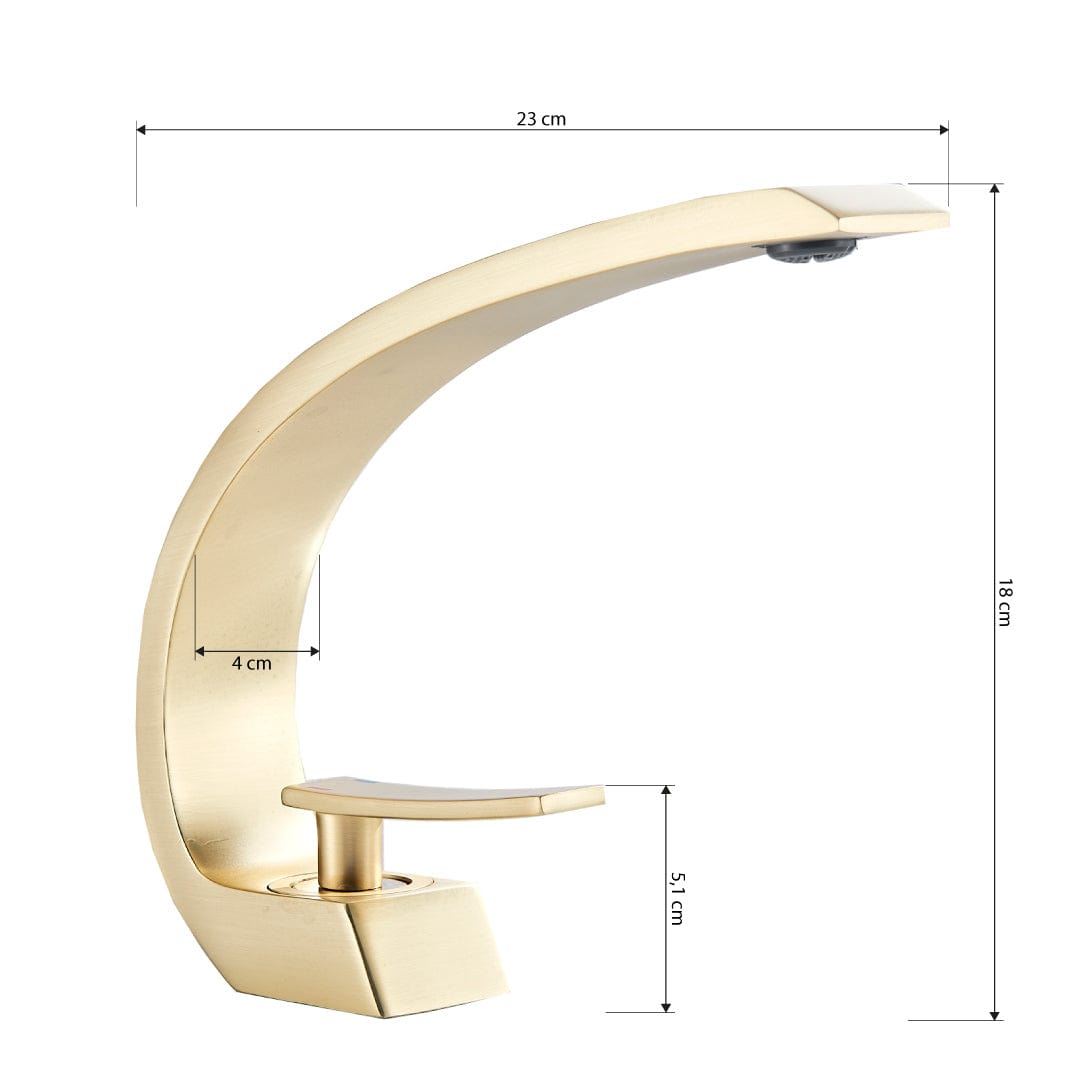 Baterie lavoar baie, auriu nichelat, curbata in forma de C