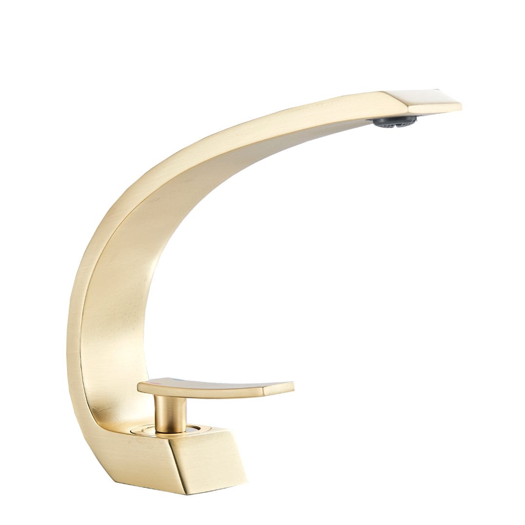 Baterie lavoar baie, auriu nichelat, curbata in forma de C