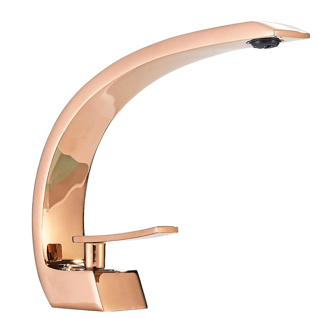 Baterie lavoar baie, bronz, curbata in forma de C