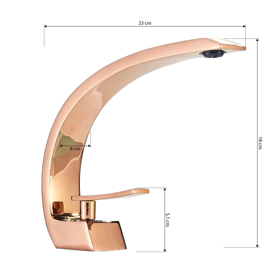 Baterie lavoar baie, bronz, curbata in forma de C