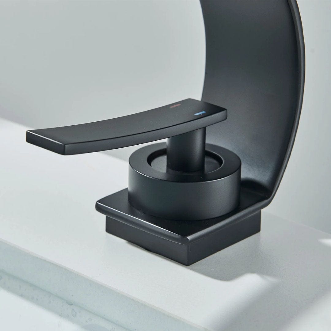 Baterie lavoar baie, negru mat, curbata in forma de C