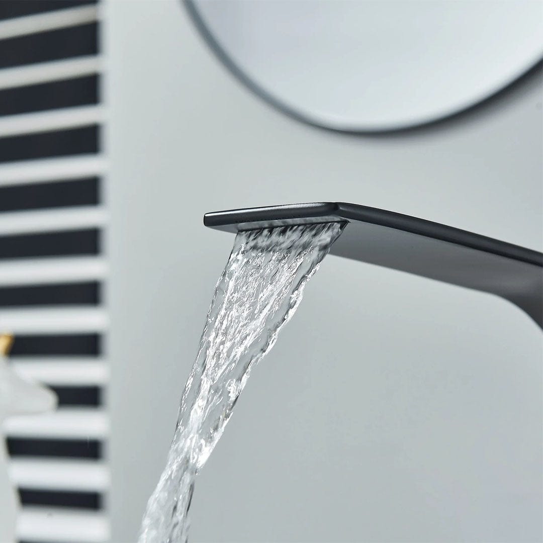 Baterie lavoar baie, negru mat, curbata in forma de C