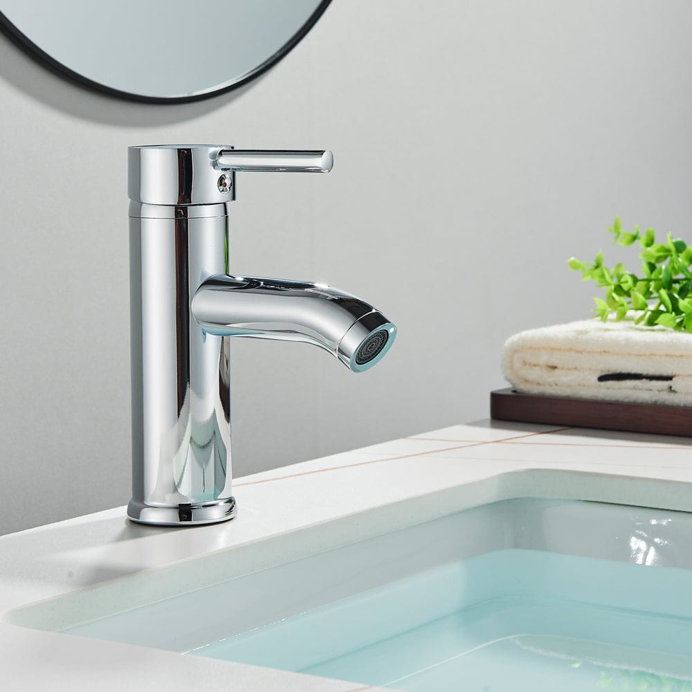 Baterie lavoar/bideu cu montare pe chiuveta, cu un singur maner si orificiu, argintiu cromat