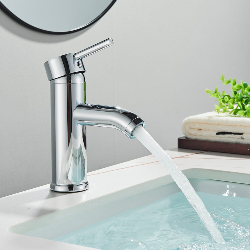 Baterie lavoar/bideu cu montare pe chiuveta, cu un singur maner si orificiu, argintiu cromat