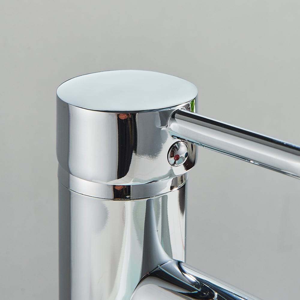 Baterie lavoar/bideu cu montare pe chiuveta, cu un singur maner si orificiu, argintiu cromat