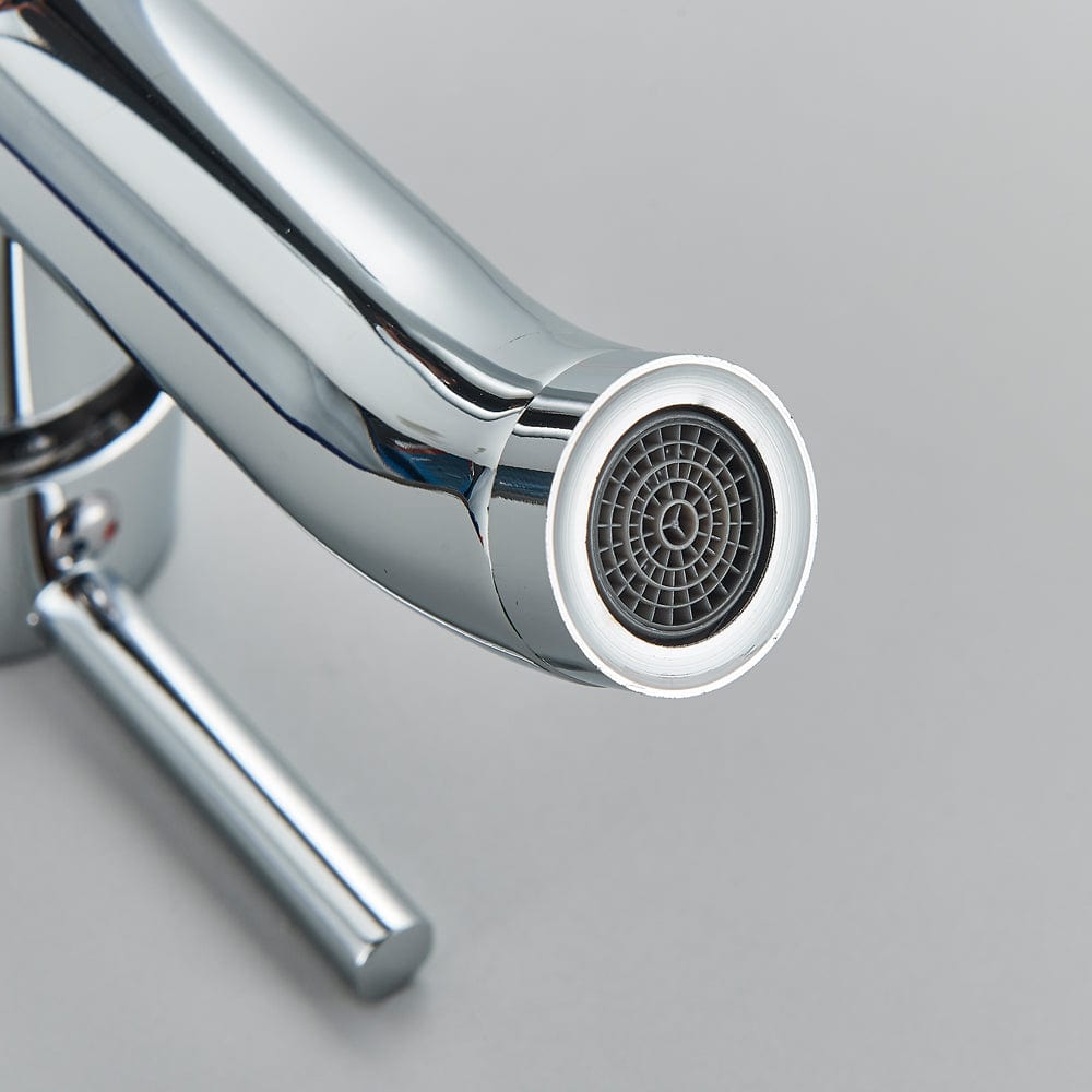 Baterie lavoar/bideu cu montare pe chiuveta, cu un singur maner si orificiu, argintiu cromat