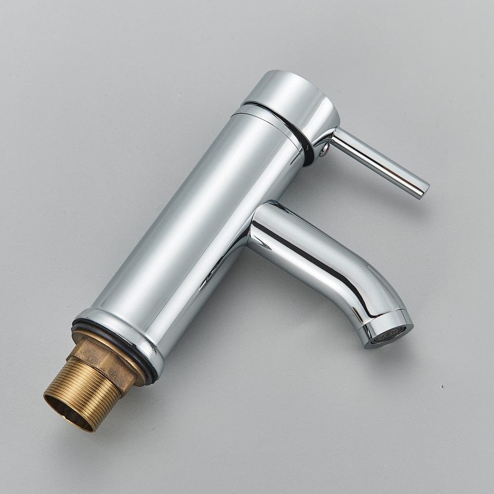 Baterie lavoar/bideu cu montare pe chiuveta, cu un singur maner si orificiu, argintiu cromat