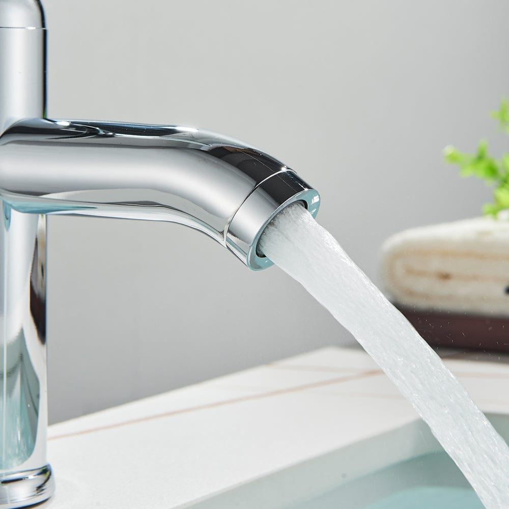 Baterie lavoar/bideu cu montare pe chiuveta, cu un singur maner si orificiu, argintiu cromat