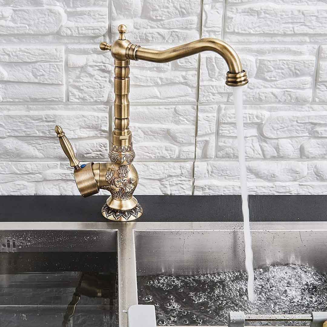 Baterie lavoar/bucatarie retro, inalta, cu montare pe chiuveta sau blat