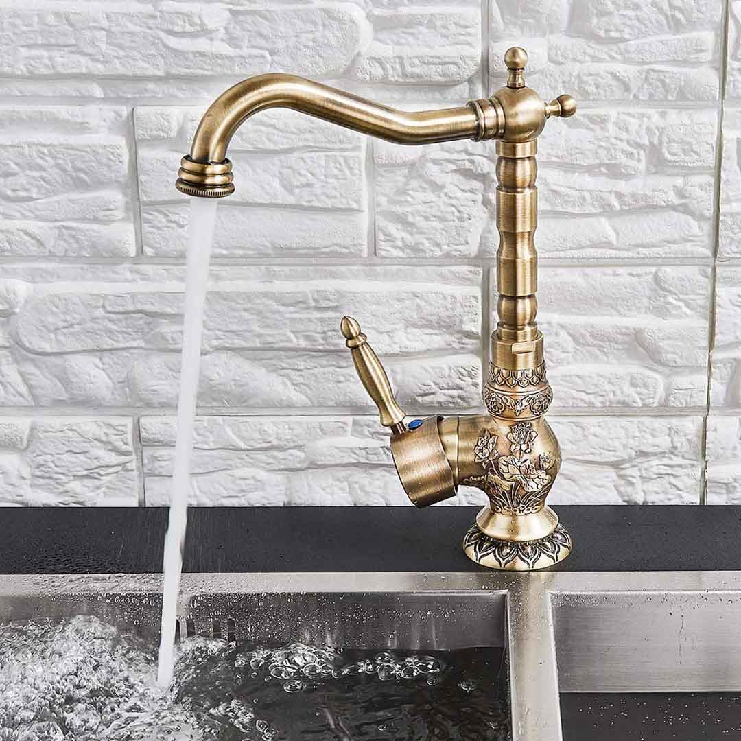 Baterie lavoar/bucatarie retro, inalta, cu montare pe chiuveta sau blat