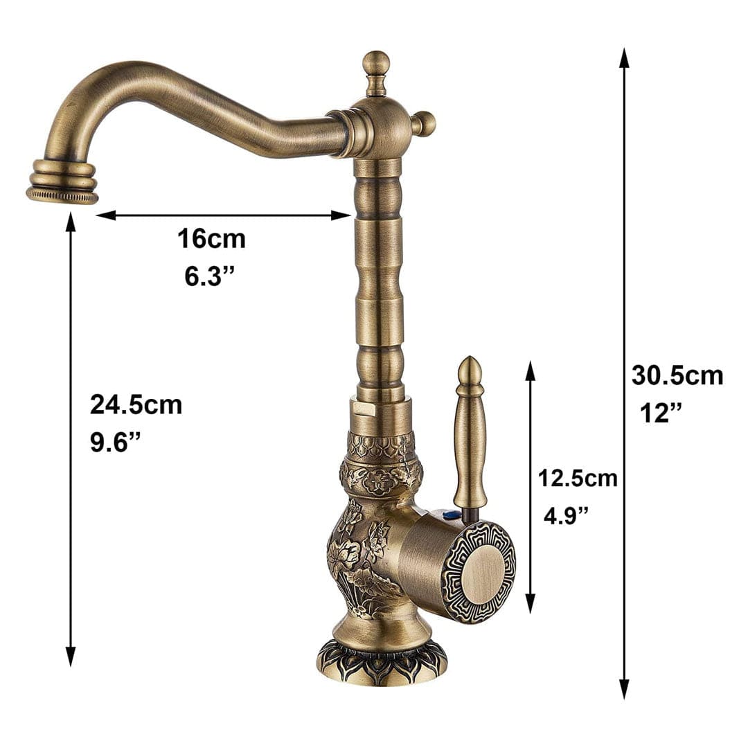 Baterie lavoar/bucatarie retro, inalta, cu montare pe chiuveta sau blat