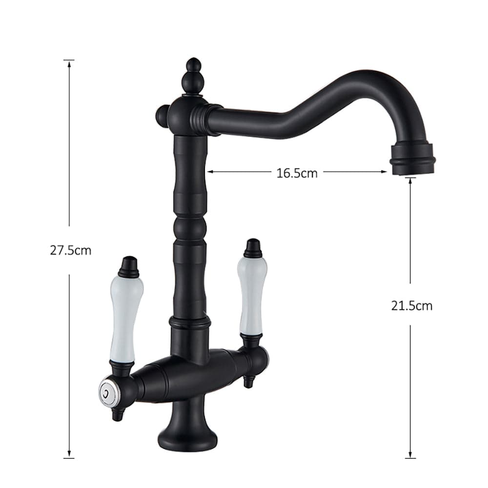 Baterie lavoar/bucatarie retro, inalta, cu montare pe chiuveta sau blat, negru mat