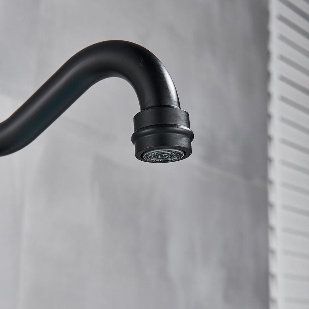 Baterie lavoar/bucatarie retro, inalta, cu montare pe chiuveta sau blat, negru mat