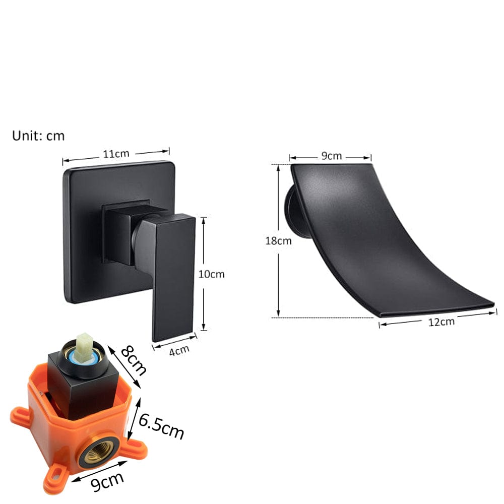 Baterie lavoar Cascade, negru mat, cu montare in perete