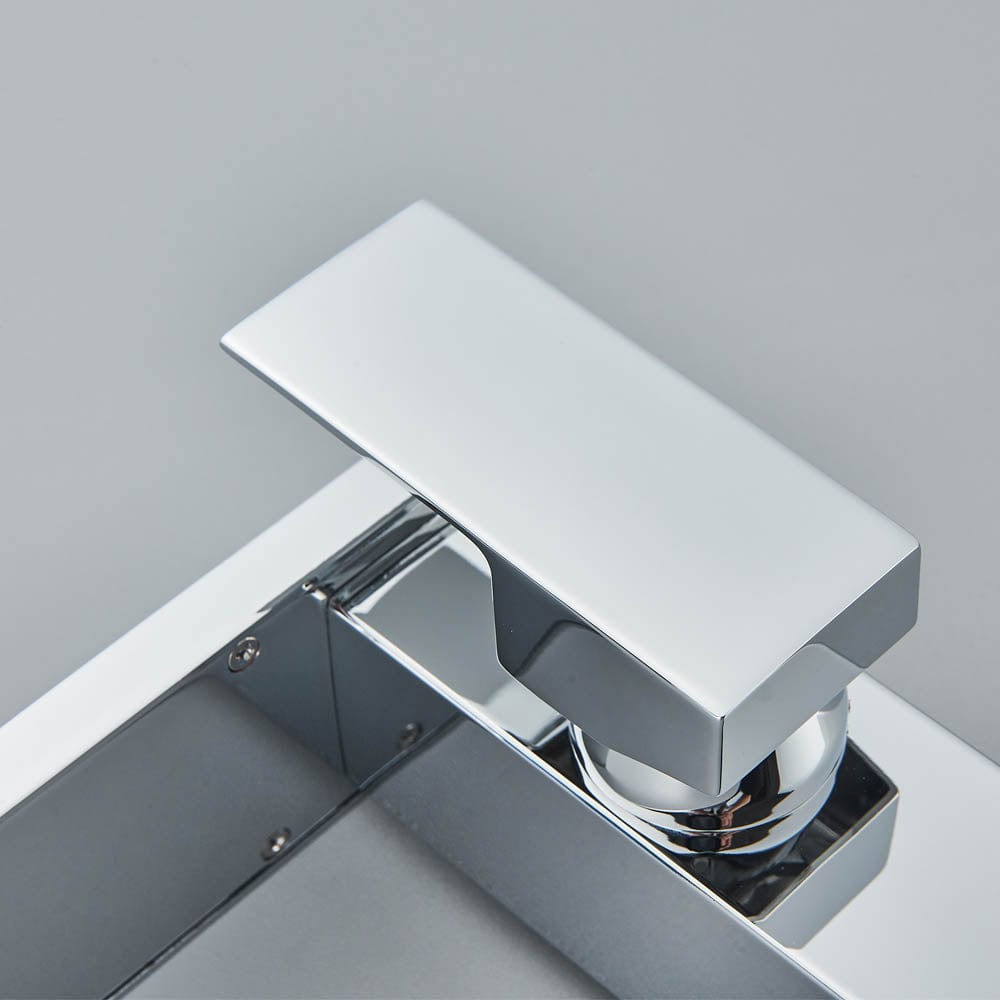 Baterie lavoar cu led, tip cascada, argintiu