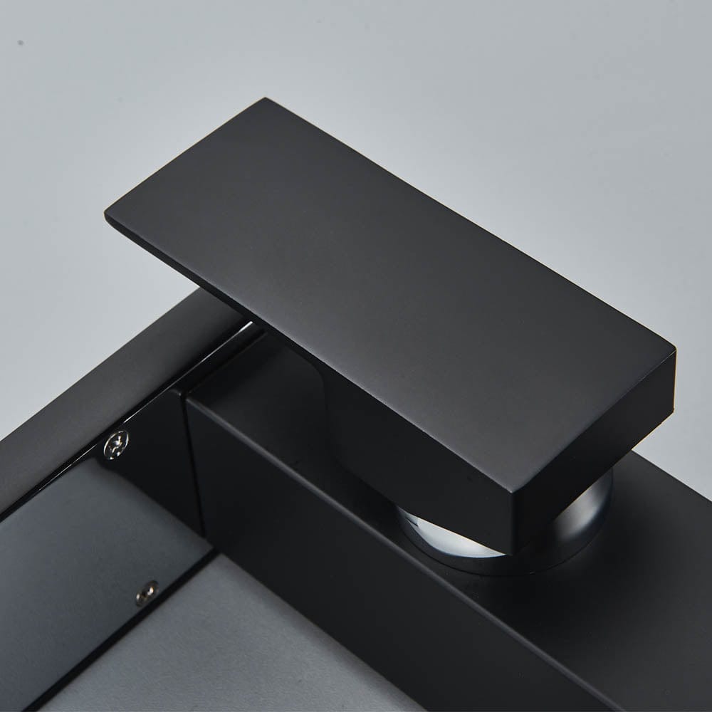 Baterie lavoar cu led, tip cascada, negru mat