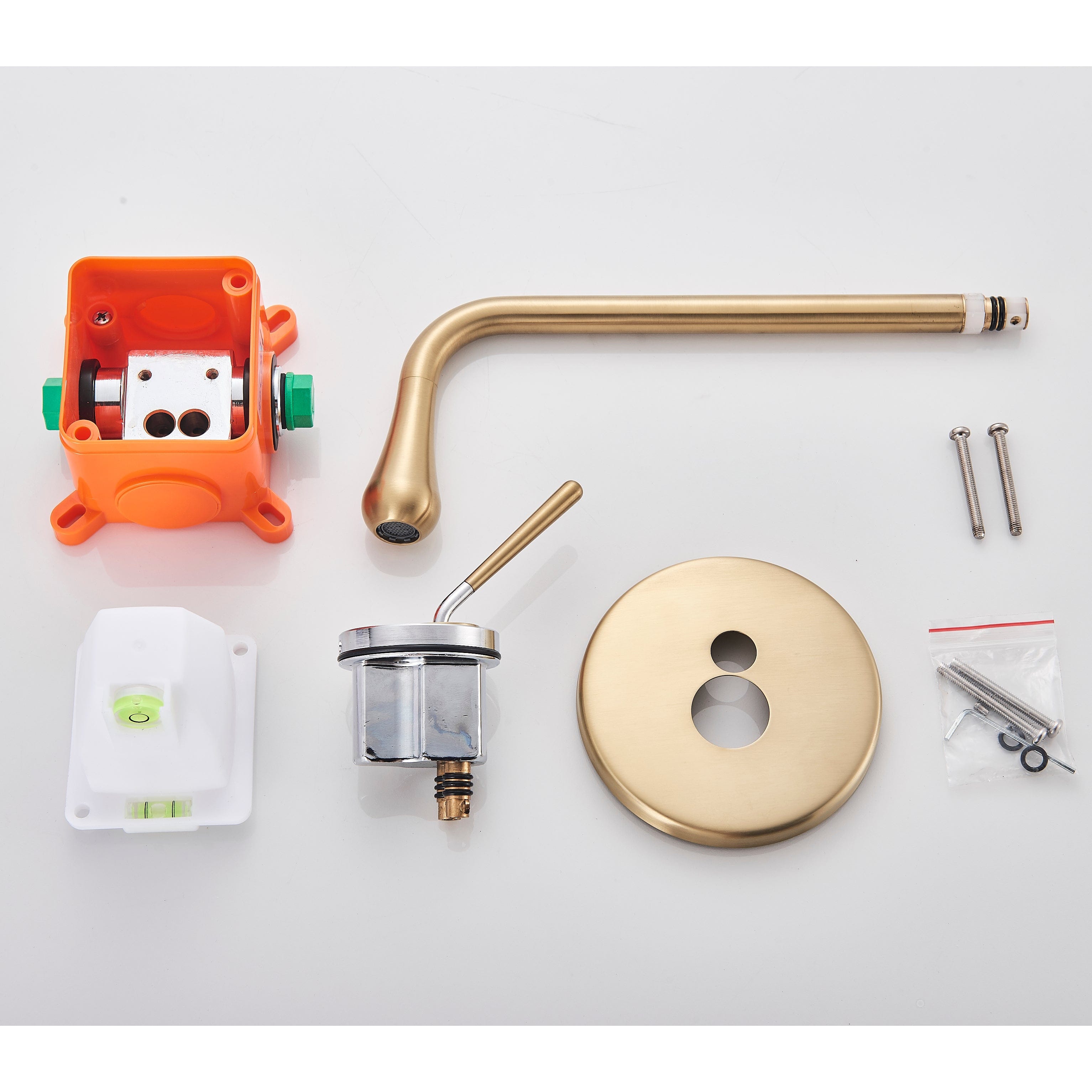 Baterie lavoar cu montare in perete, auriu nichelat