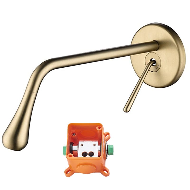 Baterie lavoar cu montare in perete, auriu nichelat