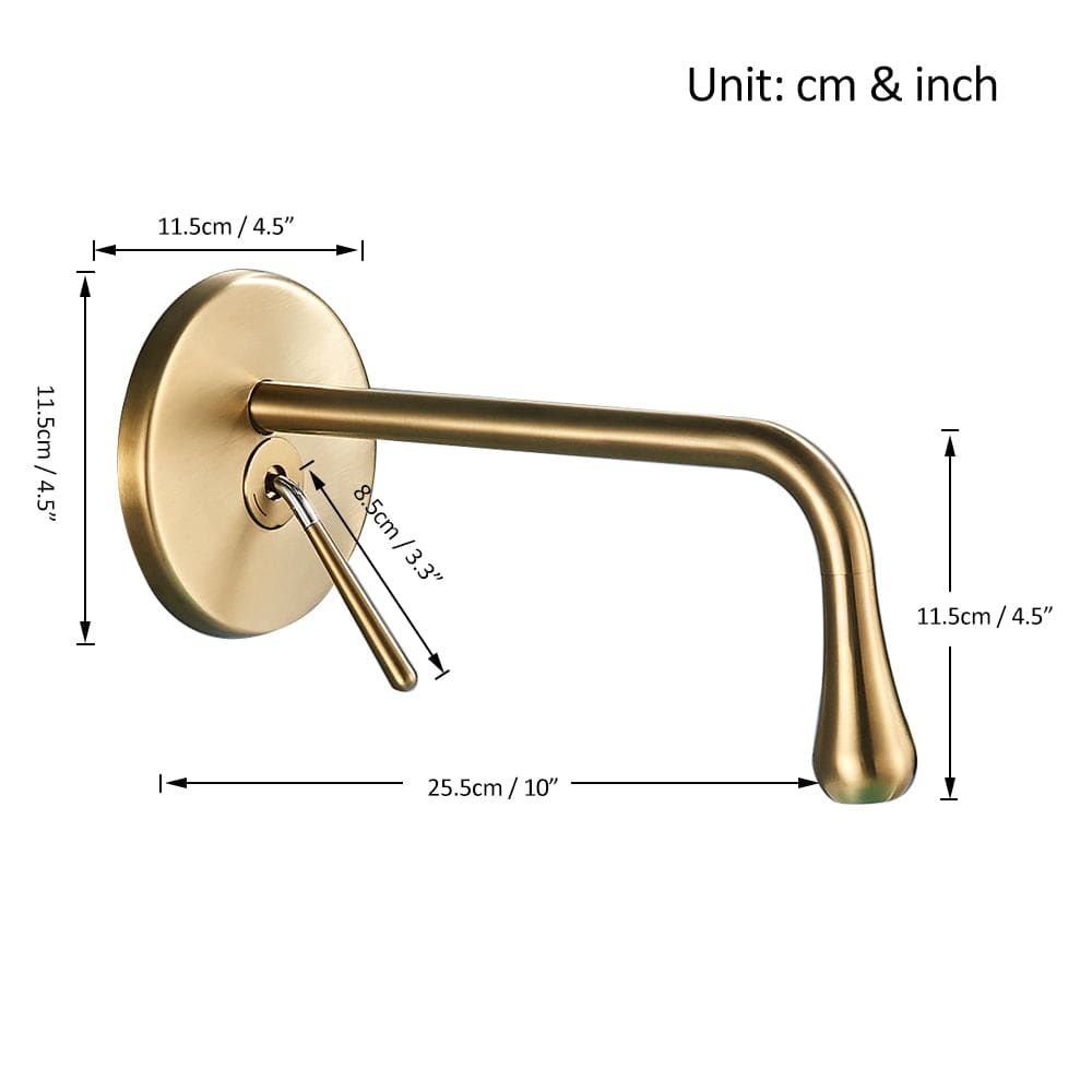 Baterie lavoar cu montare in perete, auriu nichelat