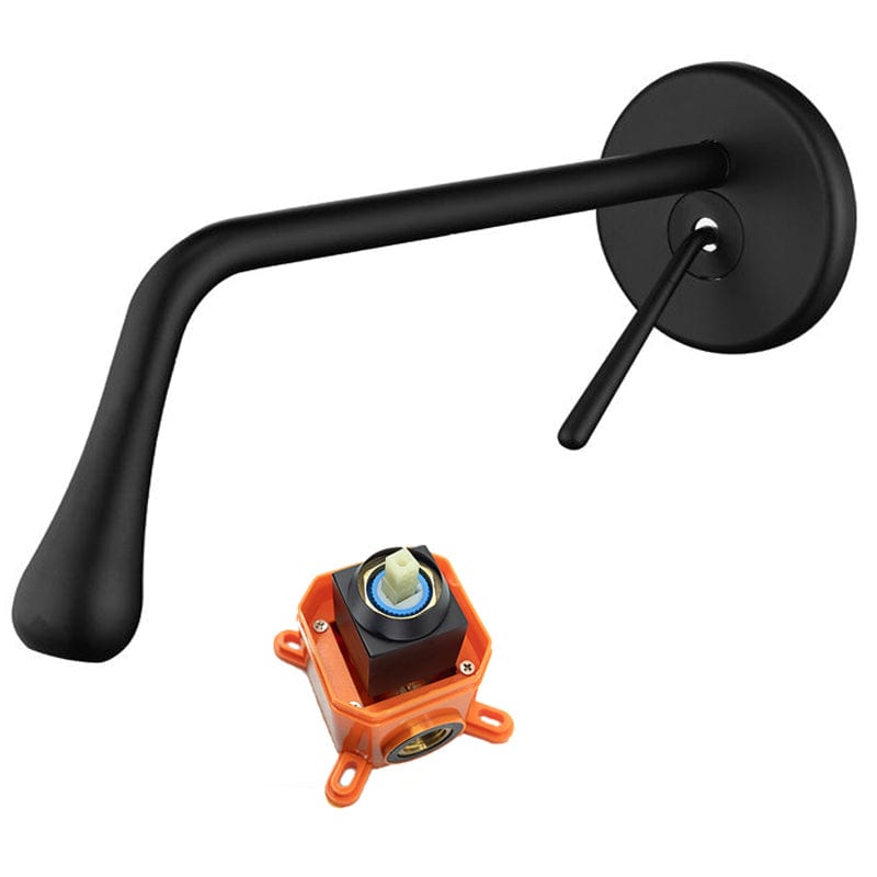 Baterie lavoar cu montare in perete, negru mat