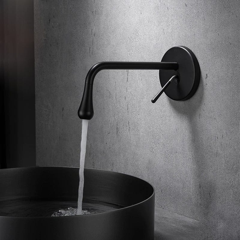 Baterie lavoar cu montare in perete, negru mat