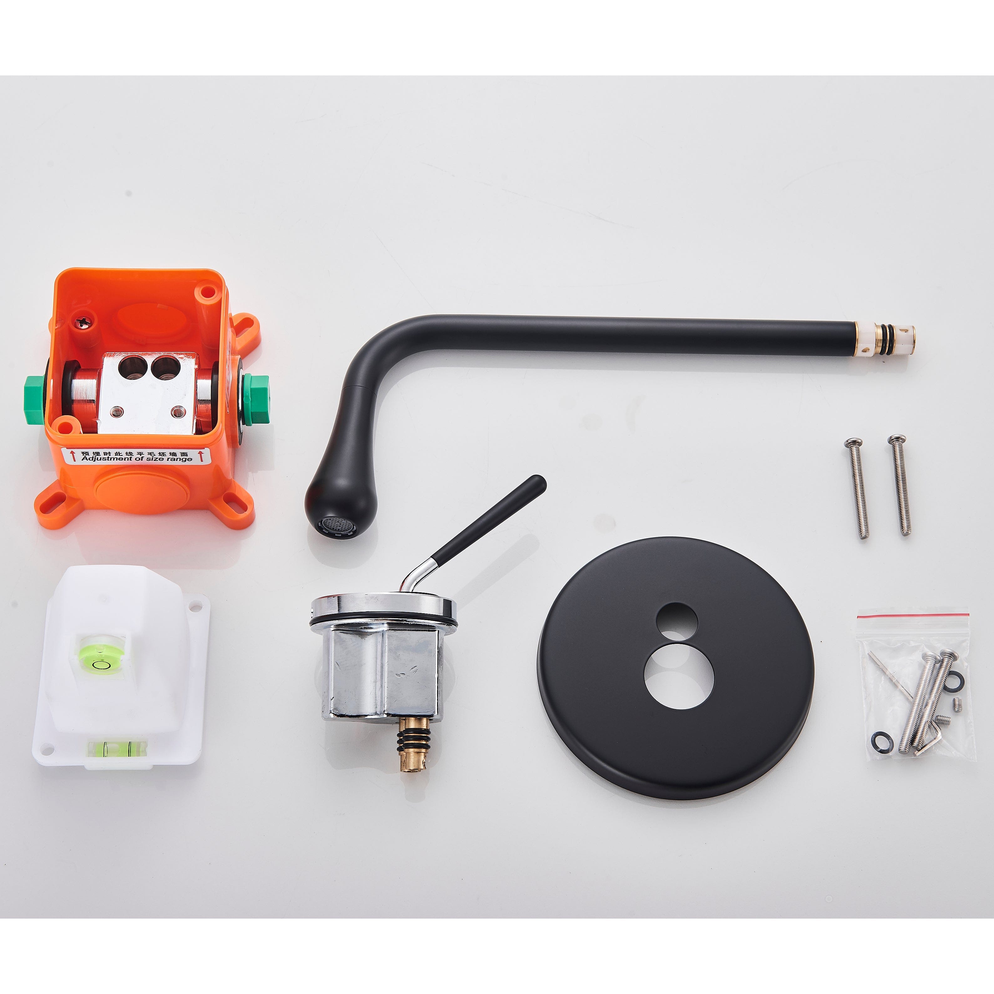 Baterie lavoar cu montare in perete, negru mat