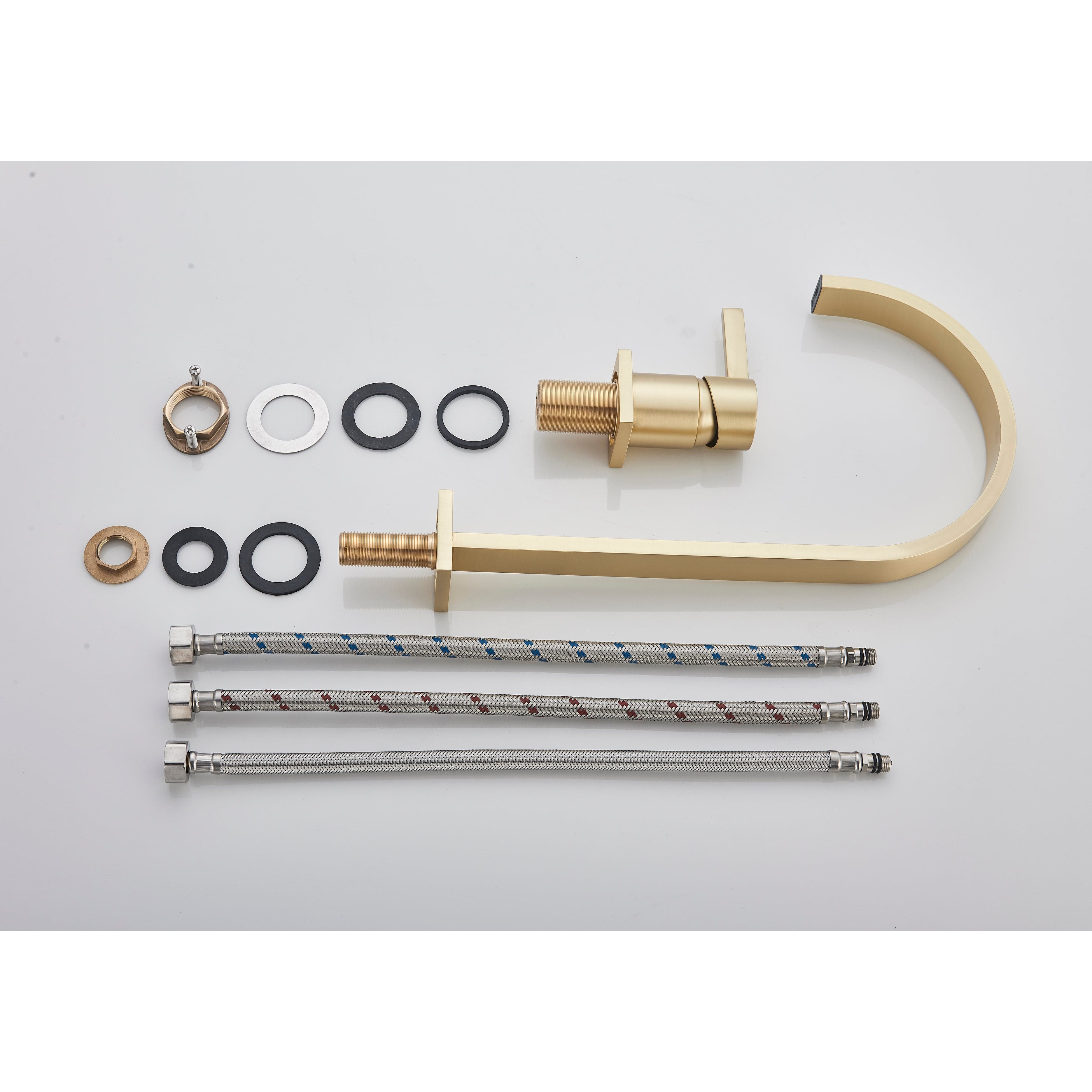 Baterie lavoar cu montare pe blat, cu monocomanda, auriu nichelat