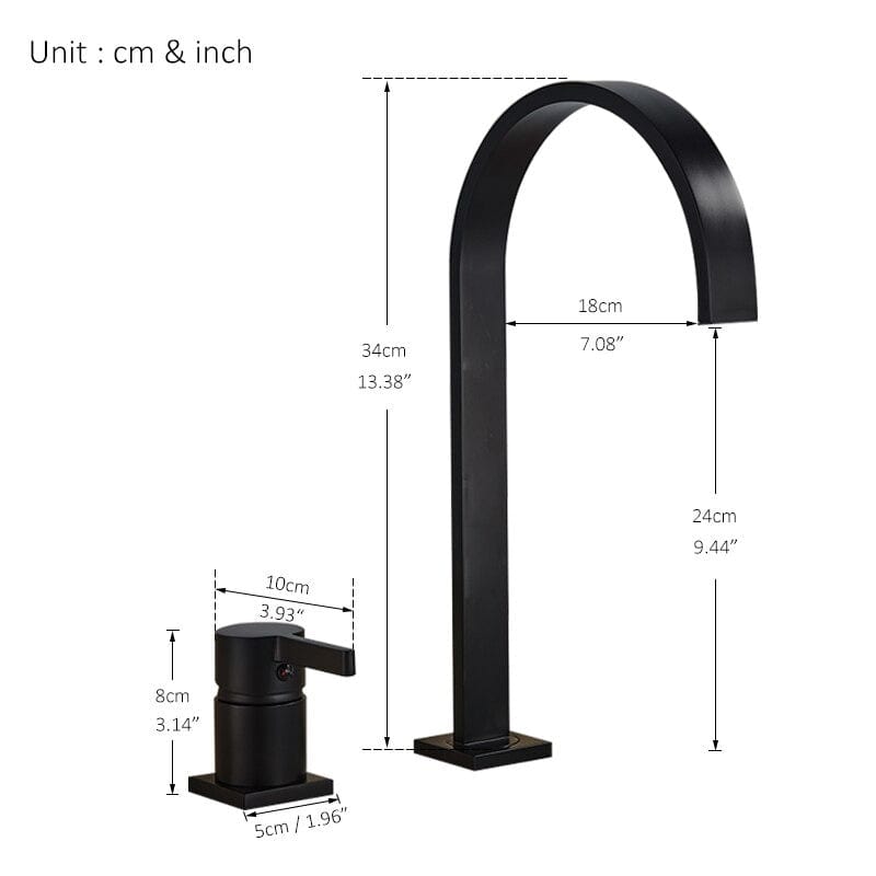 Baterie lavoar cu montare pe blat, cu monocomanda, negru mat