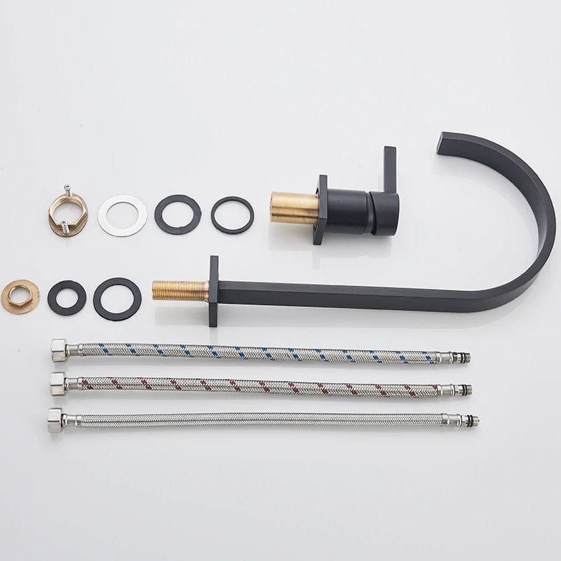 Baterie lavoar cu montare pe blat, cu monocomanda, negru mat