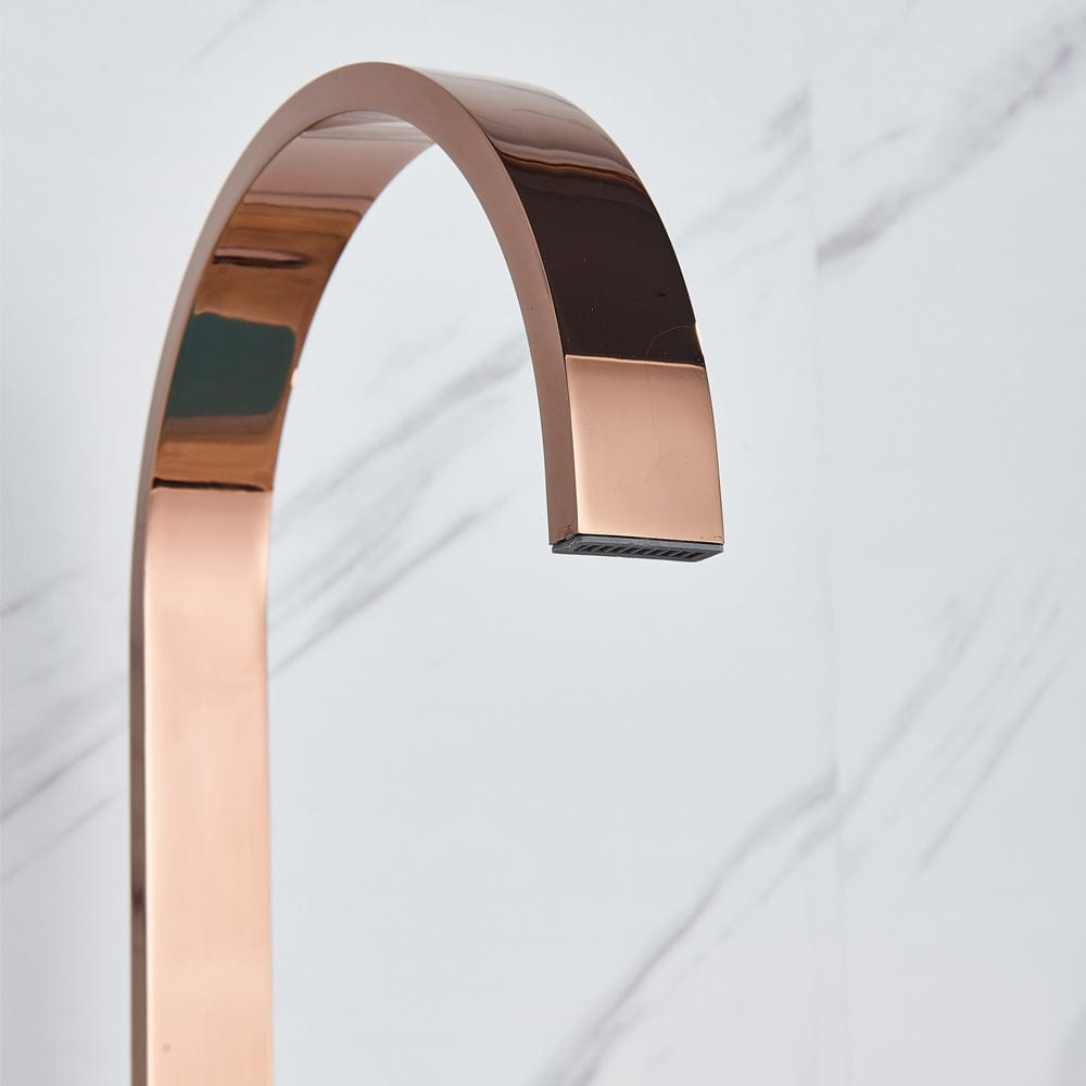 Baterie lavoar cu montare pe blat, cu monocomanda, rose gold