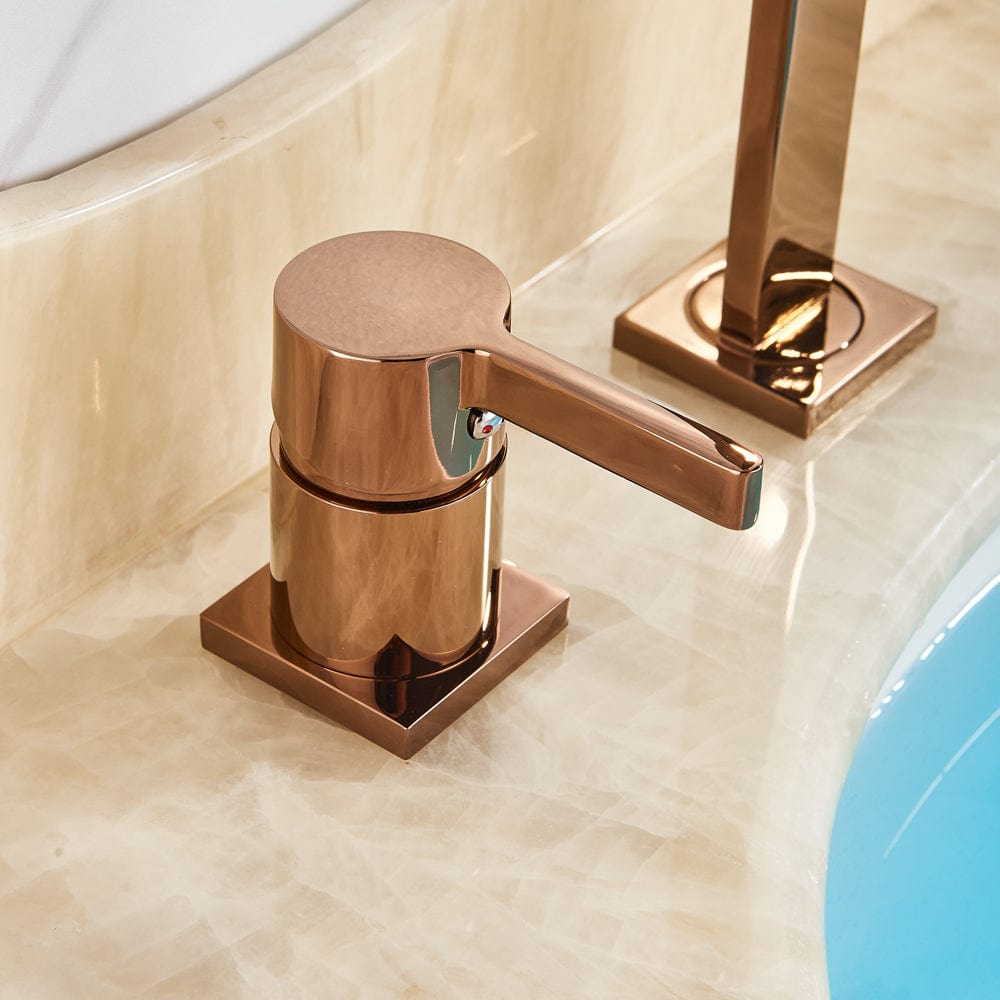 Baterie lavoar cu montare pe blat, cu monocomanda, rose gold