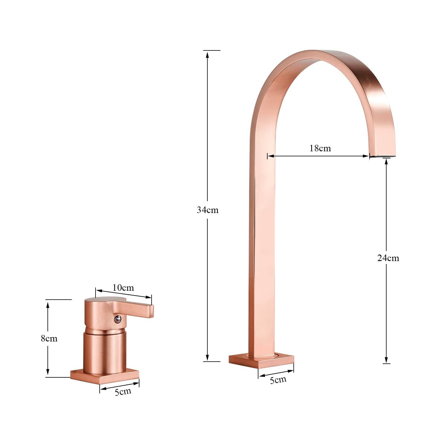 Baterie lavoar cu montare pe blat, cu monocomanda, rose gold