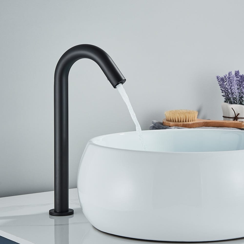 Baterie lavoar cu montare pe blat, cu senzor de pornire/oprire, negru mat