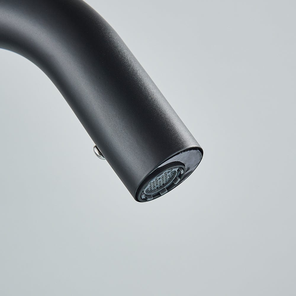 Baterie lavoar cu montare pe blat, cu senzor de pornire/oprire, negru mat