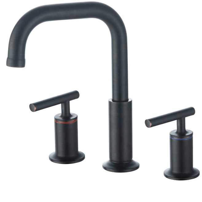 Baterie lavoar cu montare pe chiuveta, cu doua manere, negru