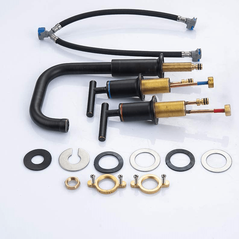 Baterie lavoar cu montare pe chiuveta, cu doua manere, negru