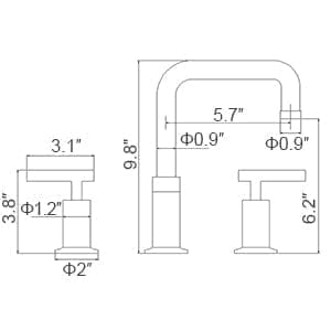 Baterie lavoar cu montare pe chiuveta, cu doua manere, negru