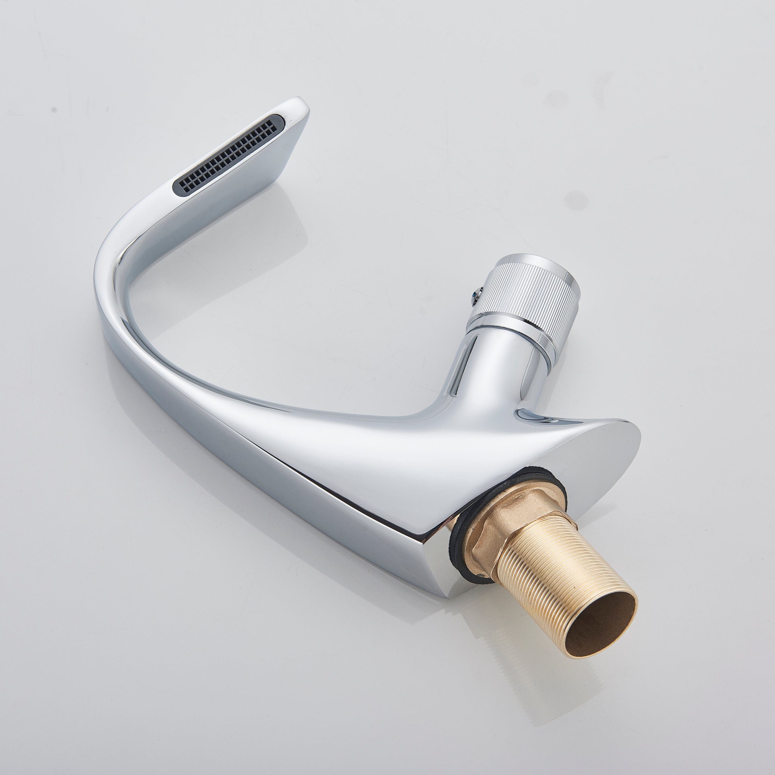 Baterie lavoar cu un singur maner si orificiu, tip cascada, argintiu lucios