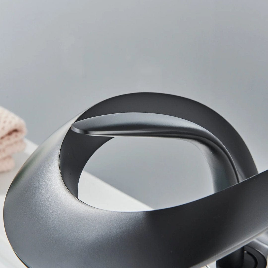 Baterie lavoar cu un singur maner si orificiu, tip cascada, negru mat