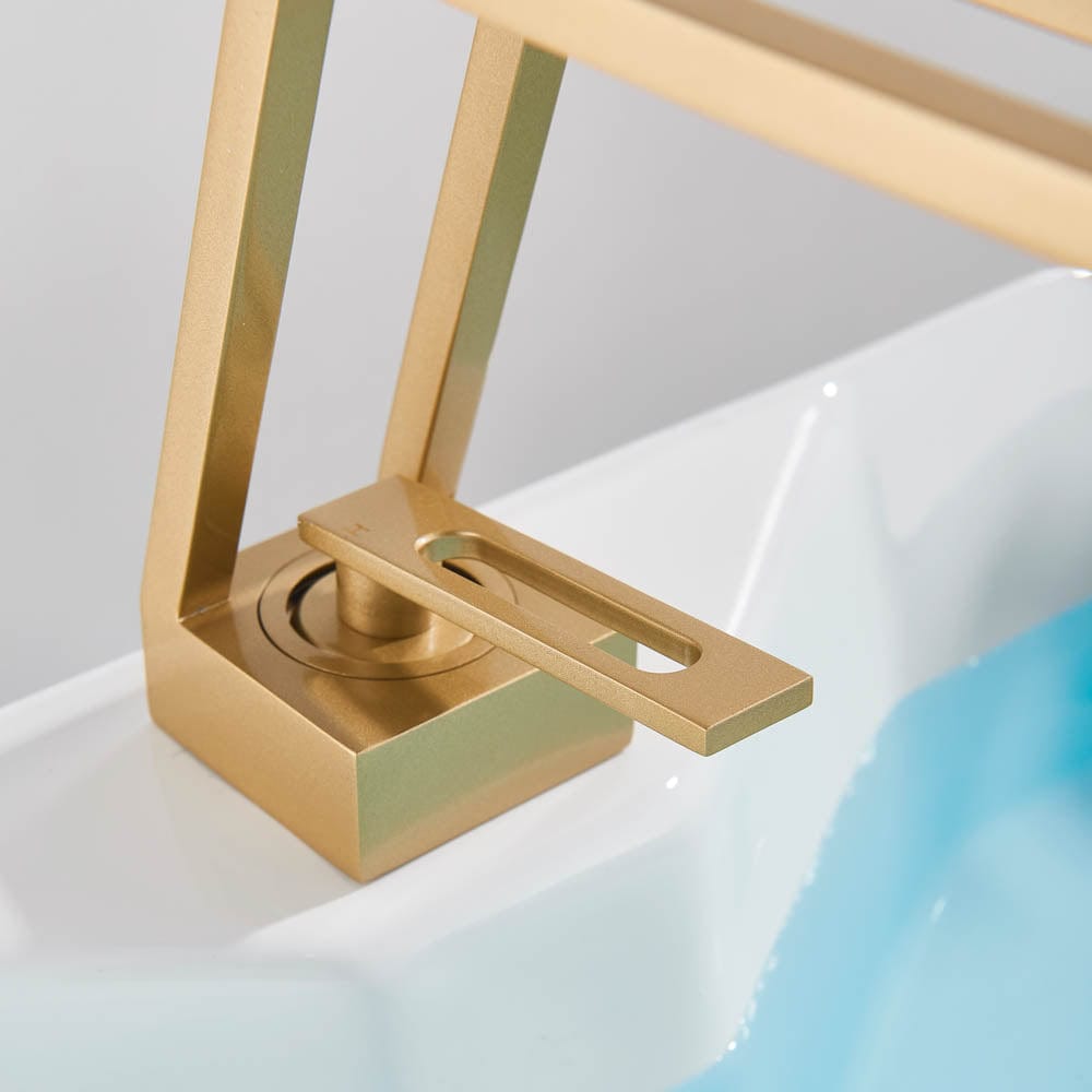 Baterie lavoar cu un singur orificiu, din alamă solidă, auriu mat