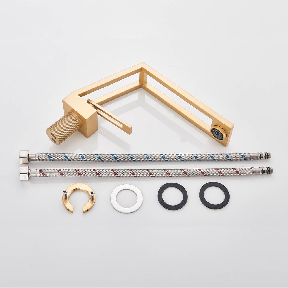 Baterie lavoar cu un singur orificiu, din alamă solidă, auriu mat