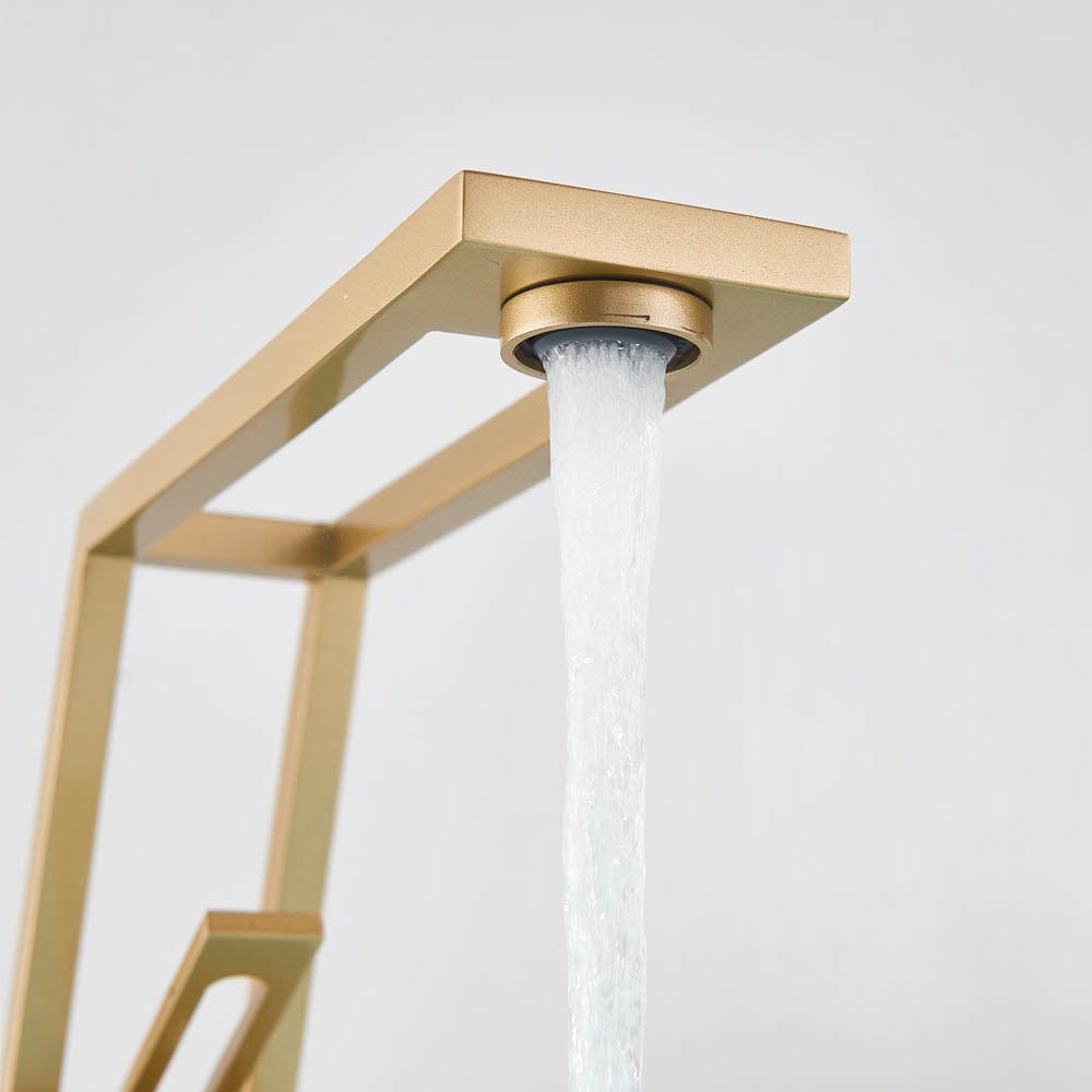 Baterie lavoar cu un singur orificiu, din alamă solidă, auriu mat