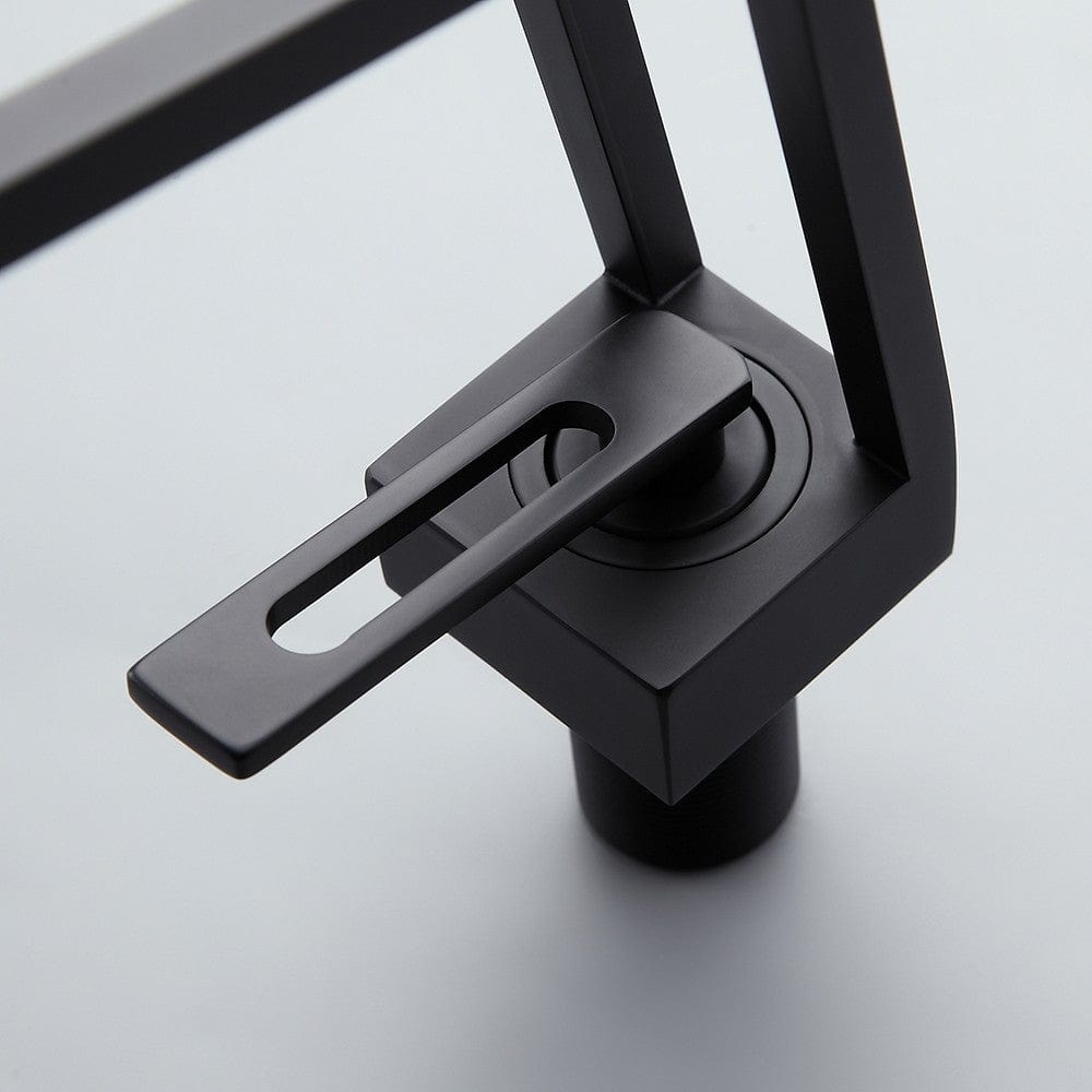 Baterie lavoar cu un singur orificiu, din alama solida, negru mat