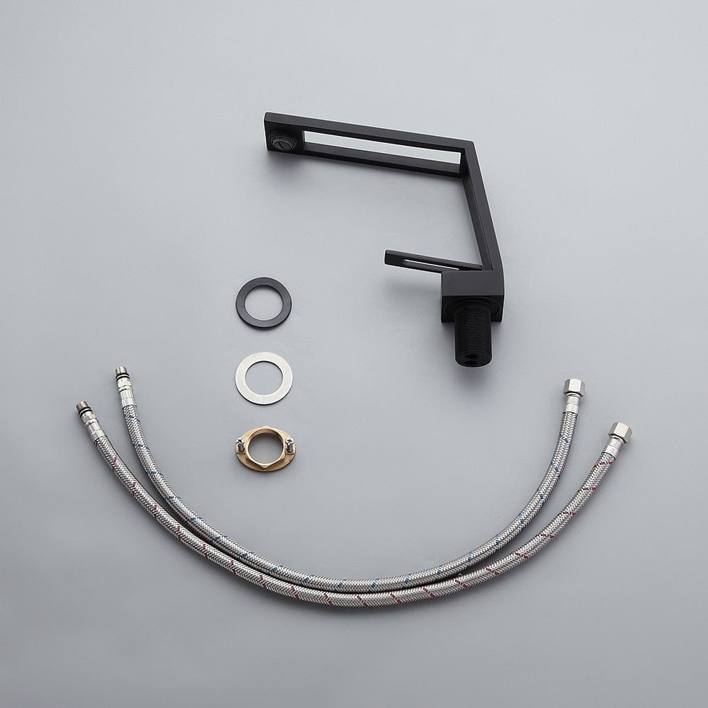 Baterie lavoar cu un singur orificiu, din alama solida, negru mat