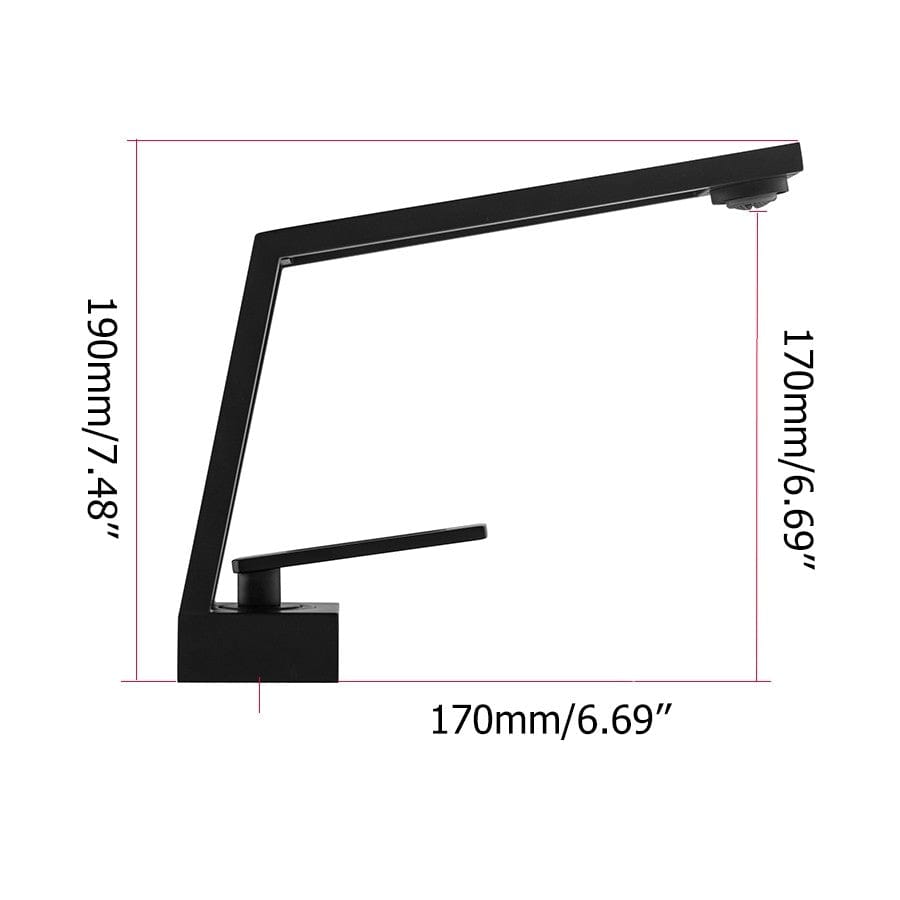 Baterie lavoar cu un singur orificiu, din alama solida, negru mat